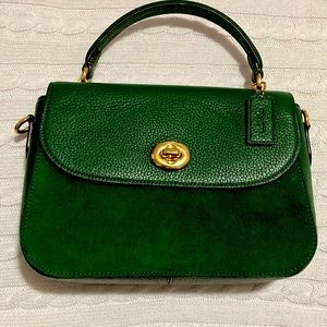 Coach suede and leather with shoulder strap and dust bag